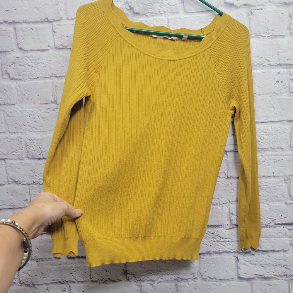 Soft Surroundings Mustard Yellow Sweater Size S Punk Skater Granola Y2K Inspired - Picture 4 of 8